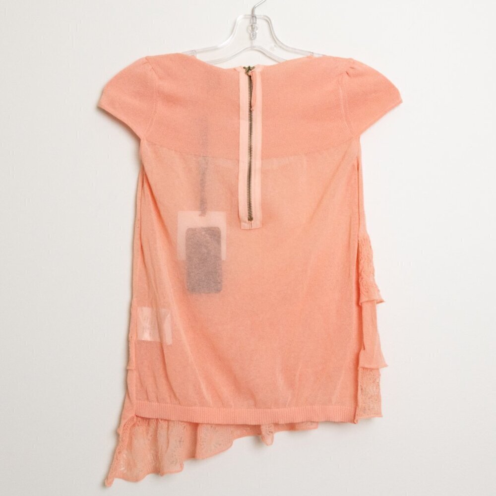 Red Valentino Top Ruffle Lace Asymmetrical Knit Pullover Made in Italy - Picture 3 of 16
